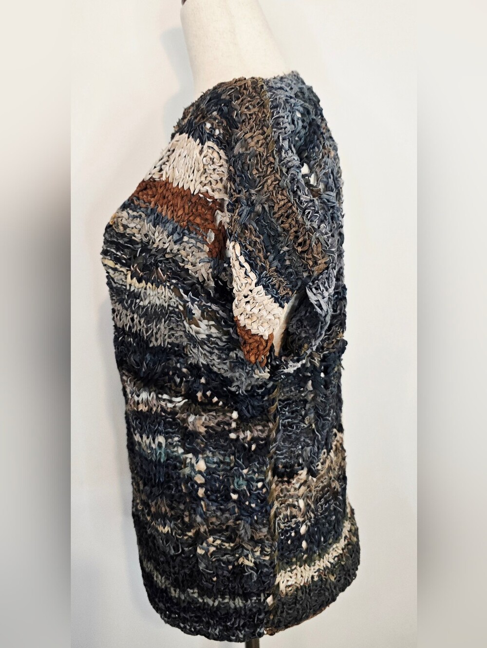 Vintage Handmade Woven Leather Boho Top Coastal Festival Artwear Westerncore - Picture 7 of 9